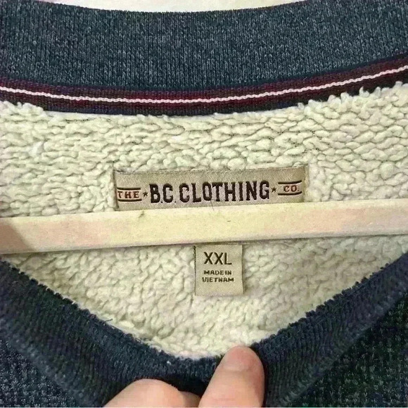 BC Clothing Company Men’s Fleece Lined Navy Crewneck Sweatshirt Size XXL - Picture 3 of 5